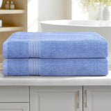 2 Pack Bath Sheets Set Cotton Extra Large Towel Blue - Close-Up Angle