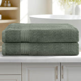2 Pack Bath Sheets Set Cotton Extra Large Towel Green - Close-Up Angle