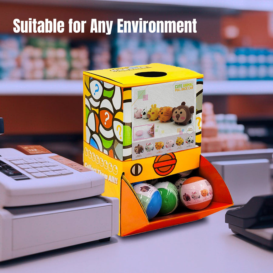 40X Cute Animal Pull Back Car Toy Capsules in Display Box
