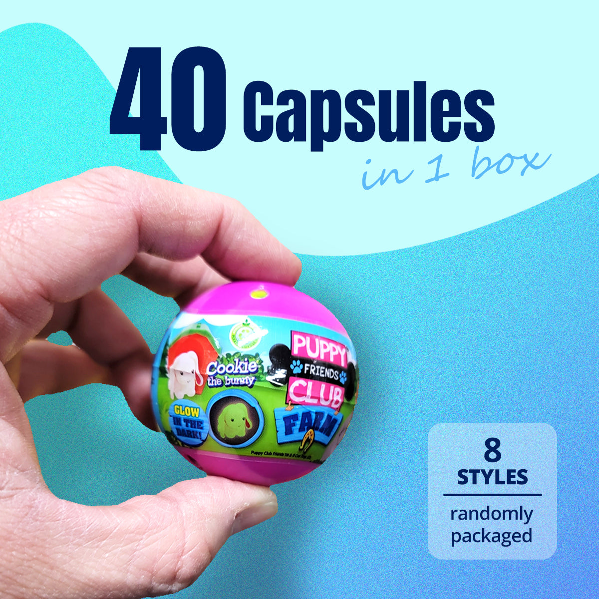 40X Puppy Club Farm Animal Toy Capsules 50mm in Display Box