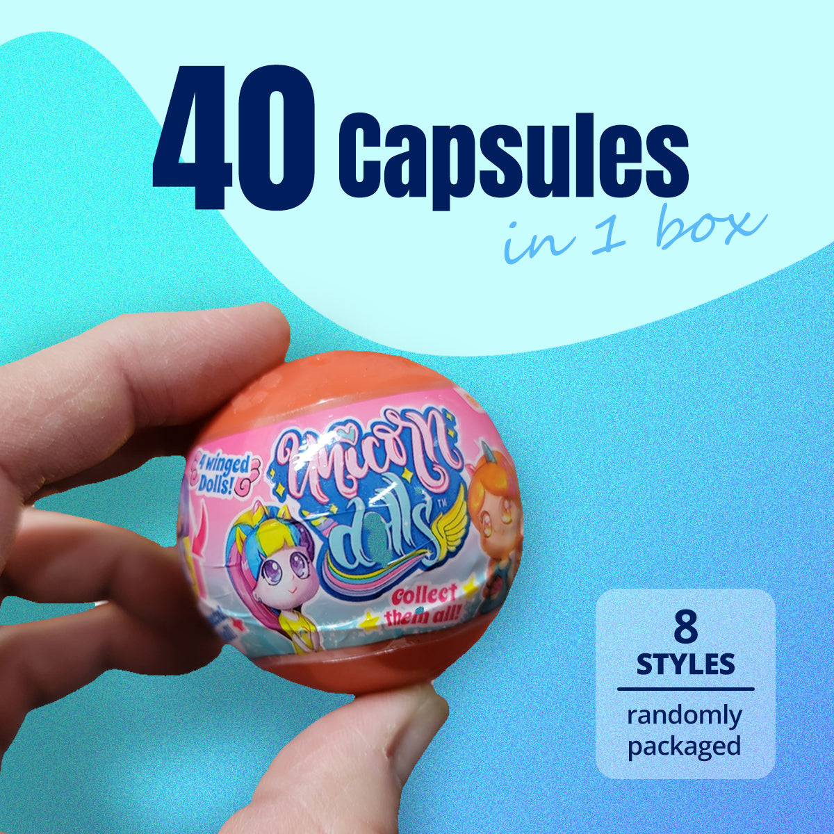 40X Kenisy Unicorn Dolls Toy Capsules in Display Box