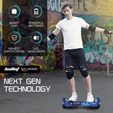 BULLET SX-2000 Hoverboard Scooter, 500W Brushless, Superior Self Balancing System, UL Certified, LED Lights, Blue Galaxy - Front View