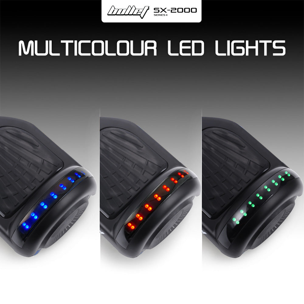 BULLET SX-2000 Hoverboard Scooter, 500W Brushless, UL Certified, AU Compliant, Superior Self Balancing System, LED Lights, Black