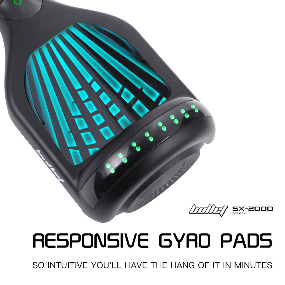 BULLET SX-2000 Hoverboard Scooter, 500W Brushless, UL Certified, AU Compliant, Superior Self Balancing System, LED Lights, Black