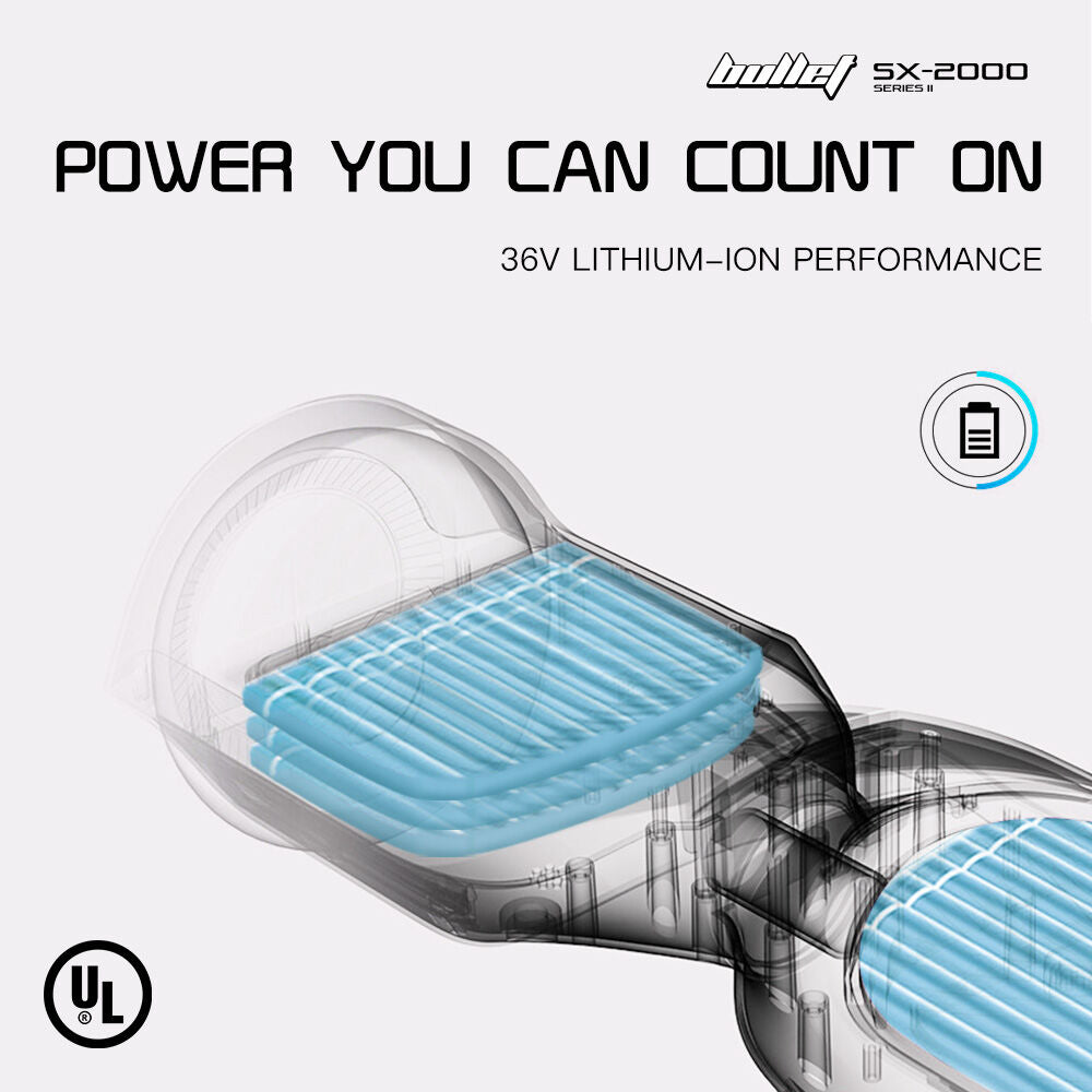 BULLET SX-2000 Hoverboard Scooter, 500W Brushless, UL Certified, AU Compliant, Superior Self Balancing System, LED Lights, Hip Hop Design