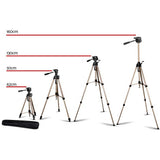 Weifeng Professional Camera Tripod Stand Mount DSLR Travel Adjustable 62-160cm Gold - Front View