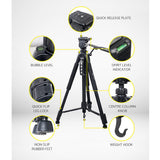 Weifeng Professional Camera Tripod Stand Mount DSLR Travel Adjustable 62-160cm Black - Side View