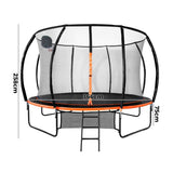 Mazam 12FT Kids Trampline Safety Net Basketball Set Ladder Round
