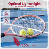Title Everfit 23 Inch Tennis Racket Lightweight 200g for Adult and Junior Players Pink - Rear View