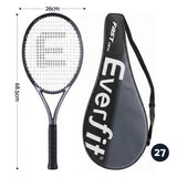 Everfit 27 Inch Tennis Racket Lightweight Racquet for Beginner Adult Players Black - Front View