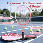 Everfit 27 Inch Tennis Racket Lightweight Racquet for Beginner Adult Players Pink