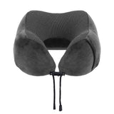 Wanderlite Travel Pillow for Airplanes Memory Foam Neck Pillows for Traveling, Soft & Washable Cover with Storage Bag, Portable Plane Accessories for Airplanes Offices Cars, Grey - Side View