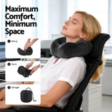 Wanderlite Travel Pillow for Airplanes Memory Foam Neck Pillows for Traveling, Soft & Washable Cover with Storage Bag, Portable Plane Accessories for Airplanes Offices Cars, Grey - Rear View
