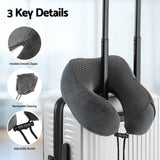 Wanderlite Travel Pillow for Airplanes Memory Foam Neck Pillows for Traveling, Soft & Washable Cover with Storage Bag, Portable Plane Accessories for Airplanes Offices Cars, Grey - Low Angle