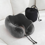 Wanderlite Travel Pillow for Airplanes Memory Foam Neck Pillows for Traveling, Soft & Washable Cover with Storage Bag, Portable Plane Accessories for Airplanes Offices Cars, Grey - Extra Image