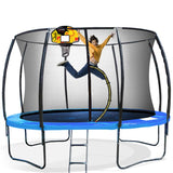 Kahuna Pro 10 ft Trampoline with Mat, Reversible Pad, Basketball Set - Side View