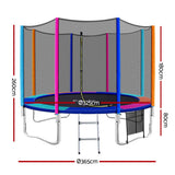 Everfit 12FT Trampoline for Kids w/ Ladder Enclosure Safety Net Pad Gift Round - Front View