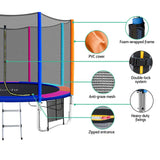 Everfit 12FT Trampoline for Kids w/ Ladder Enclosure Safety Net Pad Gift Round - Top-Down View