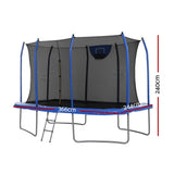 Everfit 12FT Trampoline Kids Rectangle Rebounder with Basketball Set Safety Net - Front View