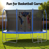 Everfit 12FT Trampoline Kids Rectangle Rebounder with Basketball Set Safety Net - 45-Degree Angle