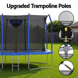 Everfit 12FT Trampoline Kids Rectangle Rebounder with Basketball Set Safety Net - Rear View