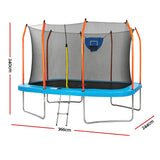 Everfit 12FT Kids Trampoline Rectangle Rebounder with Basketball Set Blue - Front View