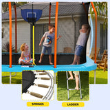 Everfit 12FT Kids Trampoline Rectangle Rebounder with Basketball Set Blue - 45-Degree Angle