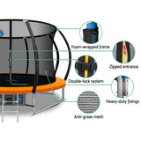 Everfit 10FT Trampoline for Kids w/ Ladder Enclosure Safety Net Rebounder Orange - Rear View