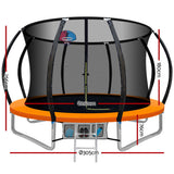 Everfit 10FT Trampoline for Kids w/ Ladder Enclosure Safety Net Rebounder Orange - Front View