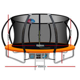 Everfit 12FT Trampoline for Kids w/ Ladder Trampoline Enclosure Safety Net Rebounder Orange - Front View