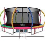 14ft Trampoline Everfit Kids Trampoline Rebounder w/ Ladder Basketball Hoop - Front View