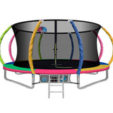 14ft Trampoline Everfit Kids Trampoline Rebounder w/ Ladder Basketball Hoop - Close-Up Angle