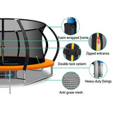 14ft Trampoline Everfit Kids Trampoline Rebounder w/ Ladder Basketball Hoop Orange - Rear View