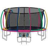 Everfit 16FT Trampoline for Kids w/ Ladder Enclosure Safety Net Rebounder Colors - Close-Up Angle