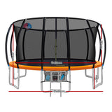 Everfit 16FT Trampoline for Kids w/ Ladder Enclosure Safety Net Rebounder Orange - Front View