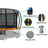 Everfit 16FT Trampoline for Kids w/ Ladder Enclosure Safety Net Rebounder Orange - Rear View