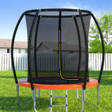 Everfit 6FT Trampoline for Kids w/ Ladder Enclosure Safety Net Rebounder Orange - Close-Up Angle