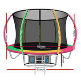 Everfit 8FT Trampoline for Kids w/ Ladder Enclosure Safety Net Rebounder Colors - Front View