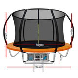 Everfit 8FT Trampoline for Kids w/ Ladder Enclosure Safety Net Rebounder Orange - Front View