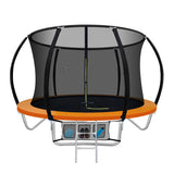 Everfit 8FT Trampoline for Kids w/ Ladder Enclosure Safety Net Rebounder Orange - Close-Up Angle