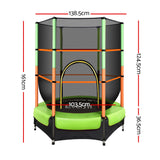 Everfit 4.5FT Trampoline for Kids Trampoline w/ Enclosure Safety Net Rebounder Gift Green - Front View