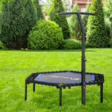 Everfit 48inch Hexagon Fitness Trampoline Rebounder Adjustable Handrail Blue - Close-Up Angle