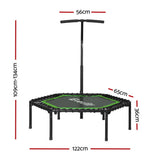 Everfit 48inch Hexagon Fitness Trampoline Rebounder Adjustable Handrail Green - Front View
