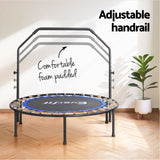 Everfit 48inch Round Fitness Trampoline Rebounder Adjustable Handrail Blue - 45-Degree Angle