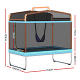 Everfit 6FT Trampoline for Kids w/ Enclosure Safety Net Swing Rectangle Orange - Front View