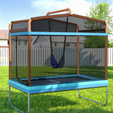 Everfit 6FT Trampoline for Kids w/ Enclosure Safety Net Swing Rectangle Orange - Close-Up Angle