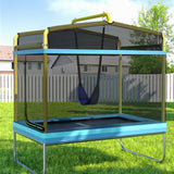 Everfit 6FT Trampoline for Kids w/ Enclosure Safety Net Swing Rectangle Yellow - Close-Up Angle