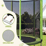 Everfit 6FT Kids Trampoline Round Rebounder with Enclosure Net Green - 45-Degree Angle