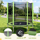 Everfit 6FT Kids Trampoline Round Rebounder with Enclosure Net Green - Rear View