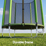 Everfit 6FT Kids Trampoline Round Rebounder with Enclosure Net Green - Close-Up Angle